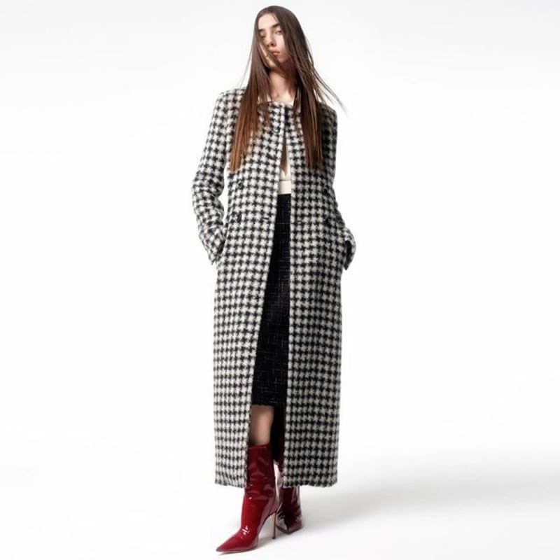 ロシャス ROCHAS ロング丈タイトスカート ツィード ブラック | YOKOAUNTY 