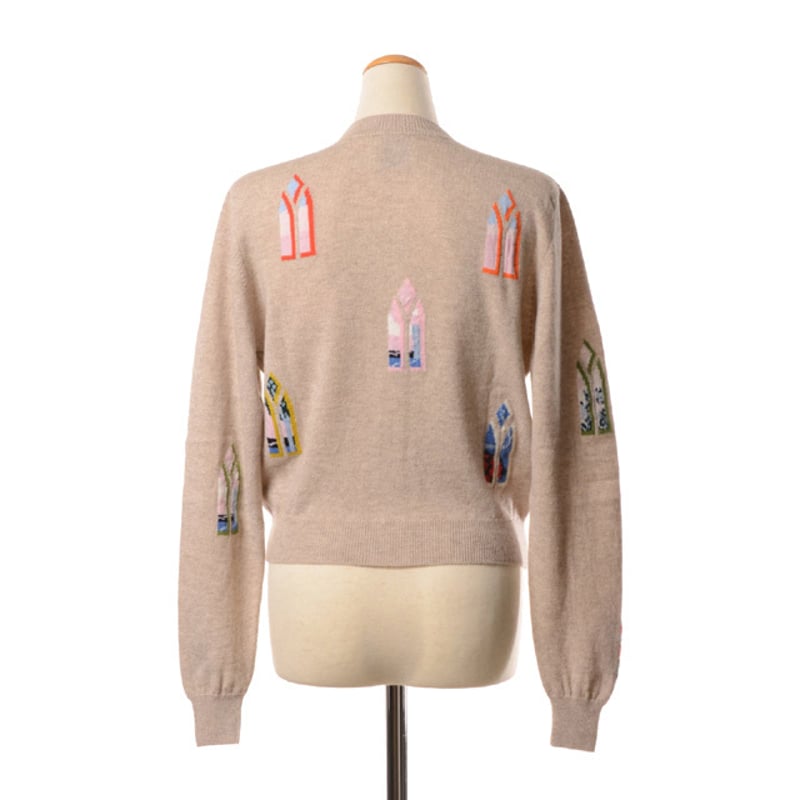 バリー BARRIE 丸襟インターシャカーディガン カシミア ベージュ