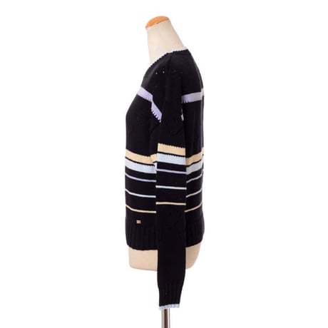 ソニアリキエル SONIA RYKIEL 透かしハート長袖セーター コットン ナイトブルー