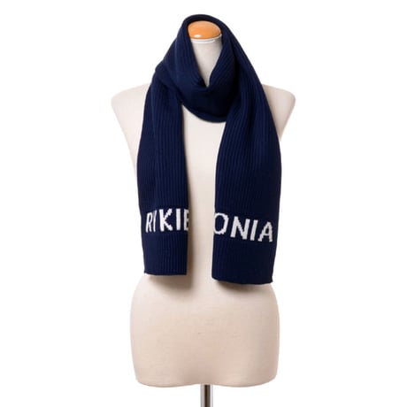 ソニアリキエル SONIA RYKIEL ロゴインターシャマフラー メリノウール ネイビー