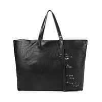 アンドゥムルメステール ann demeulemeester プリント入りトートバッグ ヴィンテージレザー ブラック 正規取扱