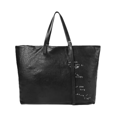 アンドゥムルメステール ann demeulemeester プリント入りトートバッグ ヴィンテージレザー ブラック 正規取扱