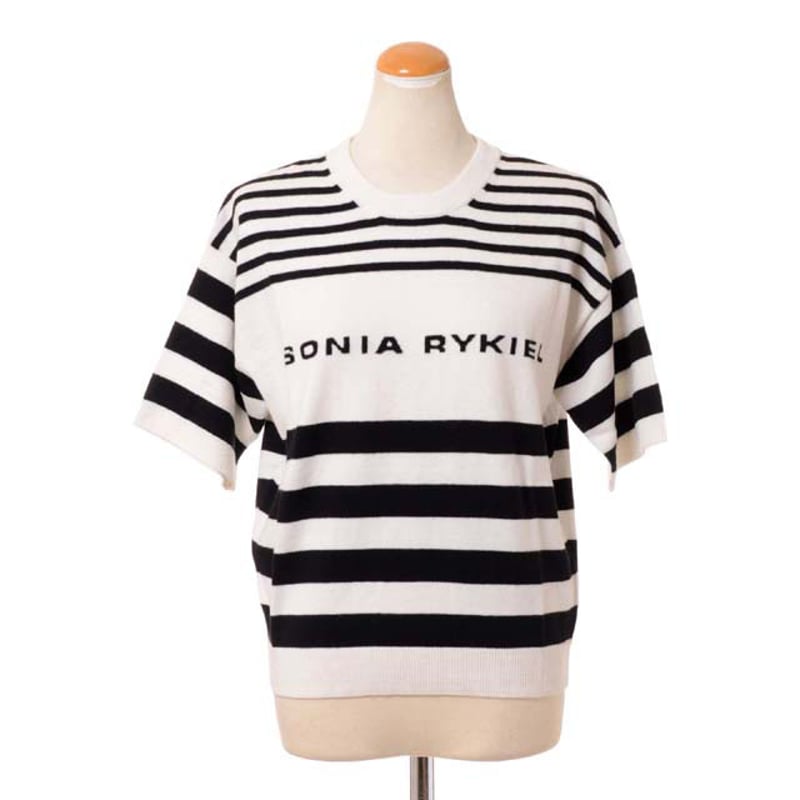 ソニアリキエル SONIA RYKIEL 半袖ロゴボーダーセーター コットン