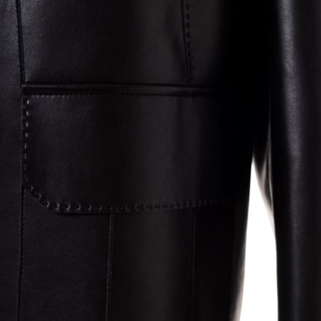 エルマノシェルビーノ ermanno scervino 開襟ジャケット エコレザー ブラック