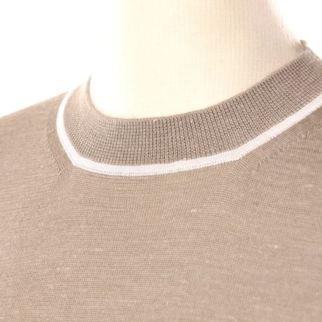 アニオナ AGNONA ハイゲージノースリーブニット カシミヤシルクリネン サンドベージュ