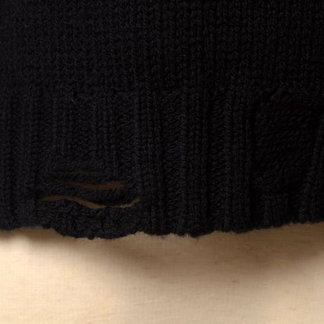 エムエムシックス メゾンマルジェラ MM6 MAISON MARGIELA ショート丈ロゴジャガードセーター ウール ブラック