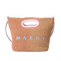 マルニ Marni Seasideショルダーベルト付きクラッチバッグ ラフィア ブラウンピンクなど 正規取扱