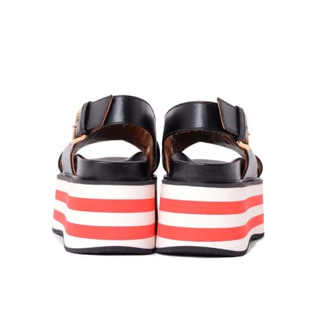 マルニ Marni フスベッドウェッジサンダル レザー・ラバー ブラック