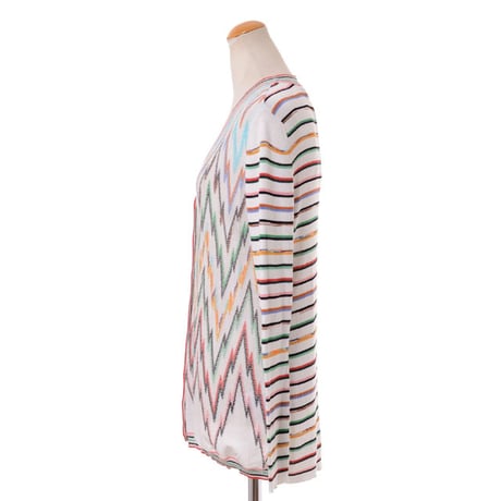 ミッソーニ Missoni Ｖネックカーディガン コットンレーヨン ホワイト