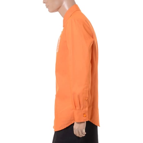 ラフシモンズ RAF SIMONS Straight fit denim shirt with leather patch コットンポリエステル オレンジ