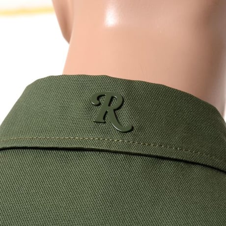 ラフシモンズ RAF SIMONS Straight fit denim shirt with R pin in back コットン カーキ