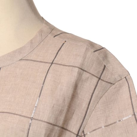 ブルネロクチネリ Brunello Cucinelli 半袖ブラウス リネン ベージュ