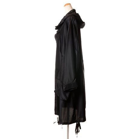 アンドゥムルメステール ann demeulemeester フード付きロングコート ポリエステルシルク ブラック