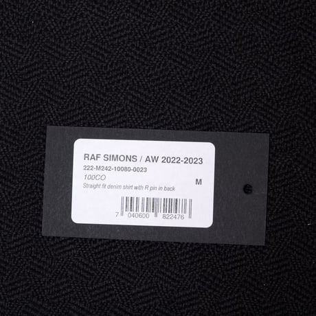 ラフシモンズ RAF SIMONS Straight fit denim shirt with R pin in back コットン カーキ