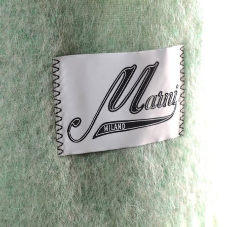 マルニ Marni グリーンストライプスカーフマフラー モヘアアルパカ キウイ