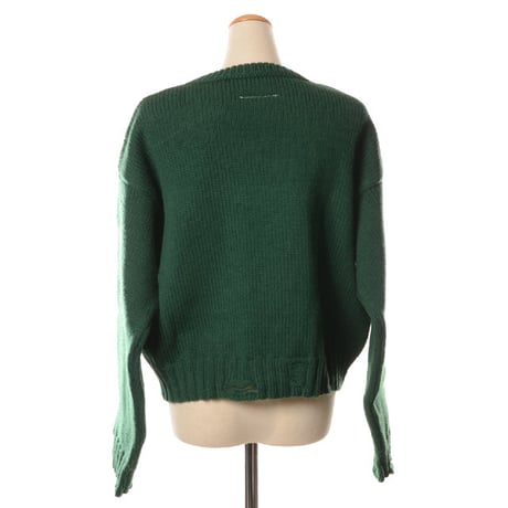 エムエムシックス メゾンマルジェラ MM6 MAISON MARGIELA ショート丈ロゴジャガードセーター ウール グリーン