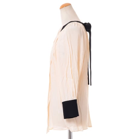 プロエンザスクーラー Proenza Schouler 丸襟8分袖ブラウス ジャージー ベージュ
