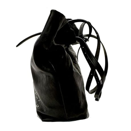 アンドゥムルメステール ann demeulemeester プリント入りトートバッグ ヴィンテージレザー ブラック 正規取扱