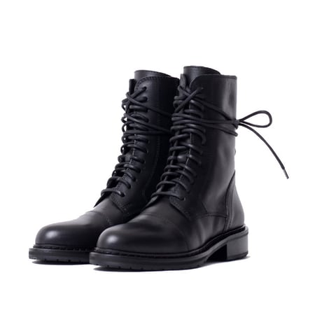 アンドゥムルメステール ann demeulemeester レースアップショートブーツ 牛革 ブラック