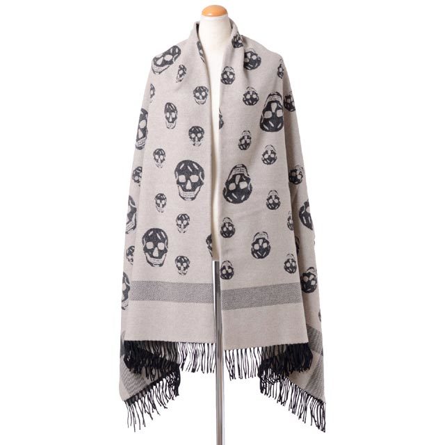 Alexander McQUEEN シルク100% スカル柄ストール スカーフ Alexander