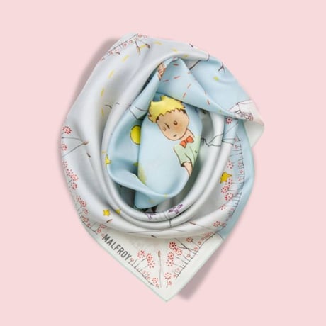 インポートブランド import brand マルフロイMalfroy星の王子様ストール シルクサテン ライトブルー