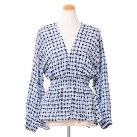 プロエンザスクーラー Proenza Schouler Vネックブラウス ジャージー ブループリント