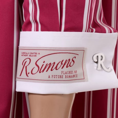 ラフシモンズ RAF SIMONS Busniess shirt with RS embroidery and label コットン バーガンディホワイト
