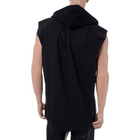 ラフシモンズ (RAF SIMONS) ARCHIVE REDUX Sleeveless hooded shirt with patches and print