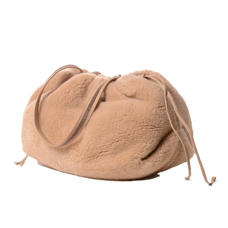 ブルネロクチネリ Brunello Cucinelli ムートン巾着バッグ ベージュ レザーバッグ イタリア製 レディース 正規取扱