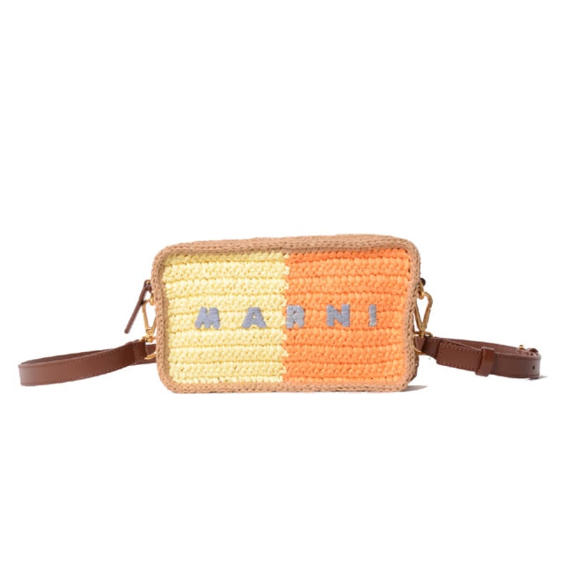 マルニ Marni Seaside カメラバッグ ペーパーラフィア製 イエロー