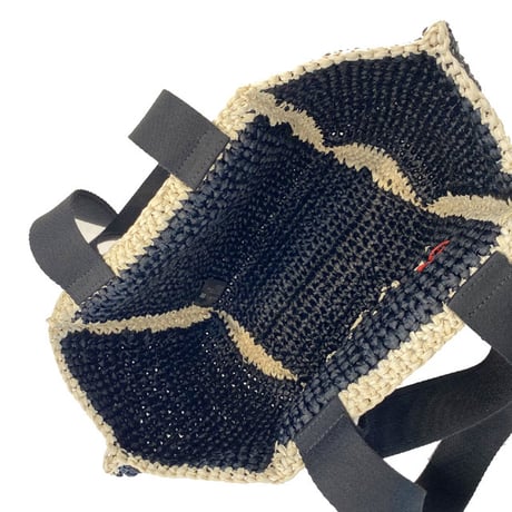 マルニ Marni ダブルハンドルかごバッグ ラフィアエフェクト ブラック