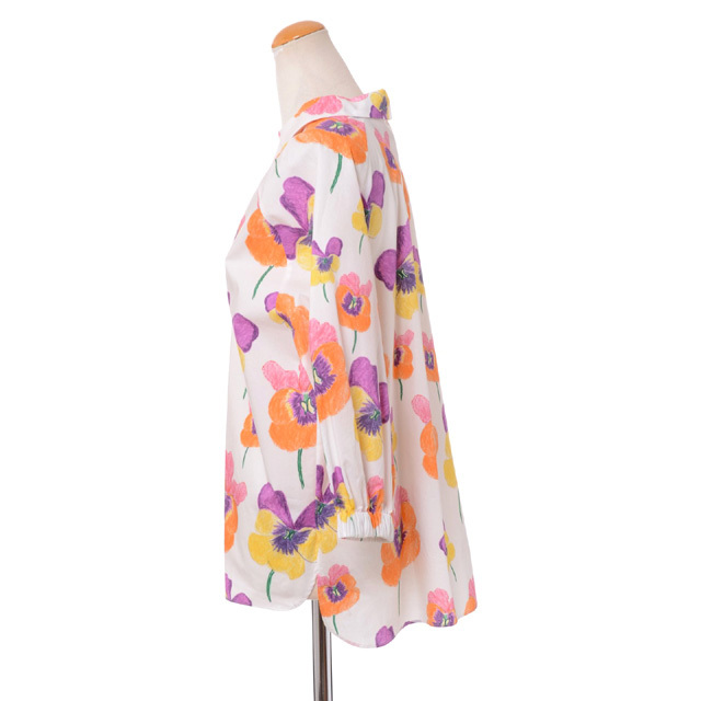 マルニ Marni ポロ風ブラウス コットン パンジープリント