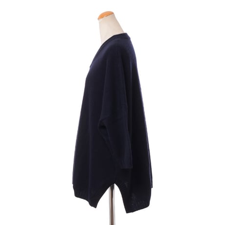 アニオナ AGNONA Vネックリラックスセーター カシミア混合 ネイビー