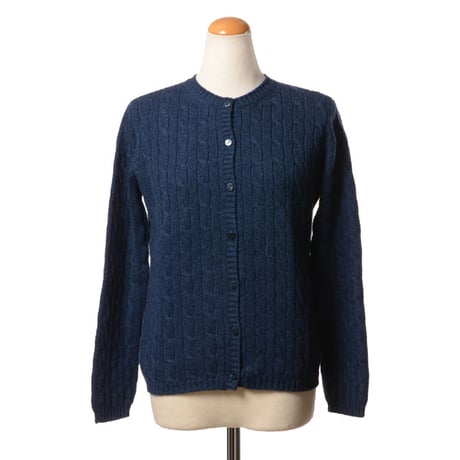 インポートブランド import brand HAWICO Scotland（ホイコ スコットランド）アラン編みカーディガン カシミア ネイビー