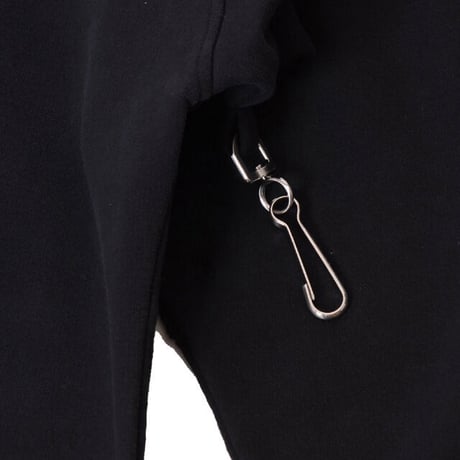 ラフシモンズ RAF SIMONS Washed big fit hoodie with clasps and patch フーディ コットン ブラック