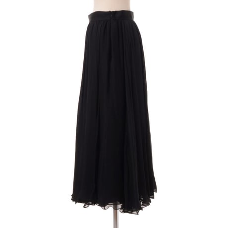 ロシャス ROCHAS ミディ丈ギャザースカート シルク ブラック