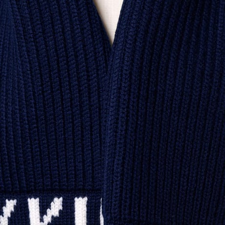 ソニアリキエル SONIA RYKIEL ロゴインターシャマフラー メリノウール ネイビー