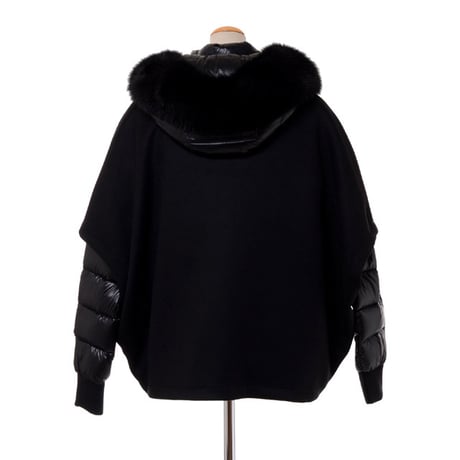 インポートブランド import brand MooRER ケープジャケット付きファーフーディーダウンジャケット ダウン ブラック