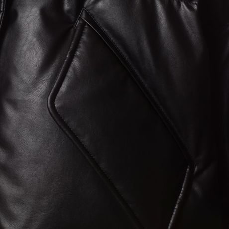エムエムシックス メゾンマルジェラ MM6 MAISON MARGIELA ダウンジャケット エコレザー ブラック