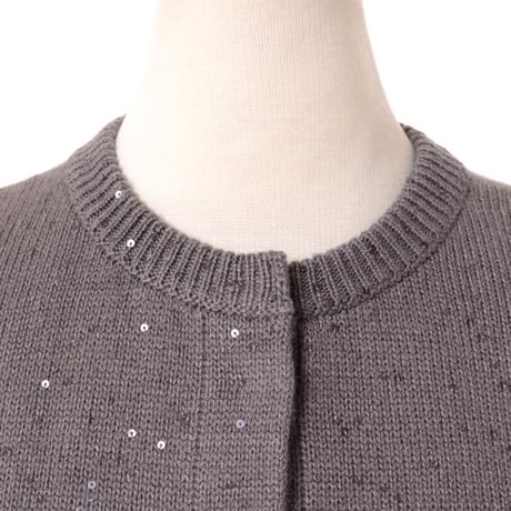 ブルネロクチネリ Brunello Cucinelli 丸襟カーディガン カシミアシルク ブラウングレー