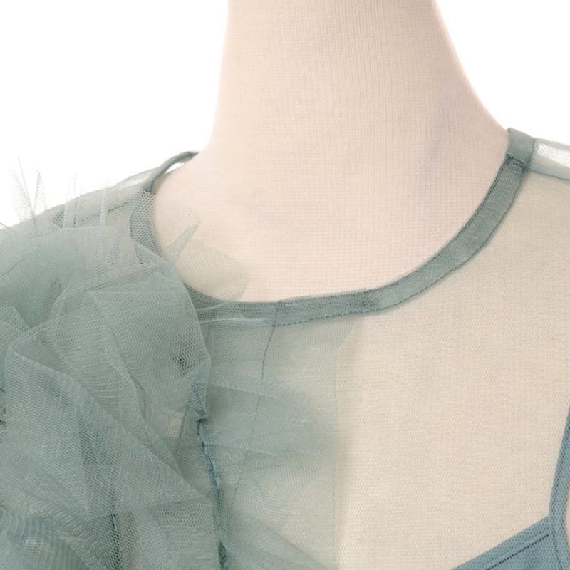 チカ キサダ chika kisada 長袖ワンピース チュール グリーン | YOKOAUNTY