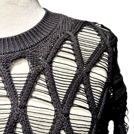 アンドゥムルメステール ann demeulemeester カルロスダイヤモンドカットセーター コットンウール ブラック 正規取扱