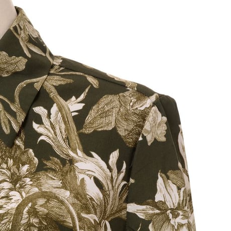 アーデム ERDEM シャツ襟長袖柄リアーナドレス コットン カーキプリント