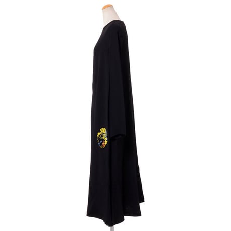 ラフシモンズ RAF SIMONS プリントポケットホール長袖ワンピースドレス ポリエステル ブラック