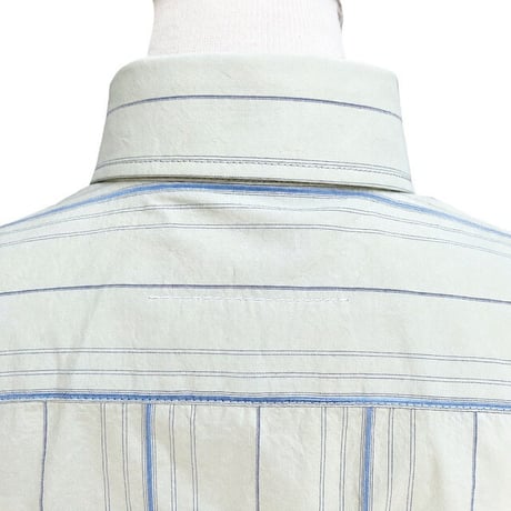 エムエムシックス メゾンマルジェラ MM6 MAISON MARGIELA 襟付き変形ブラウス コットン グリーンストライプ