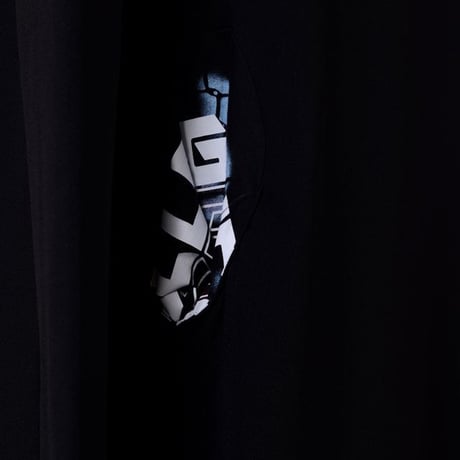 ラフシモンズ RAF SIMONS プリントポケットホール長袖ワンピースドレス ポリエステル ブラック