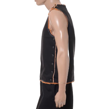 ラフシモンズ RAF SIMONS Doubled denim top washed コットン ブラック
