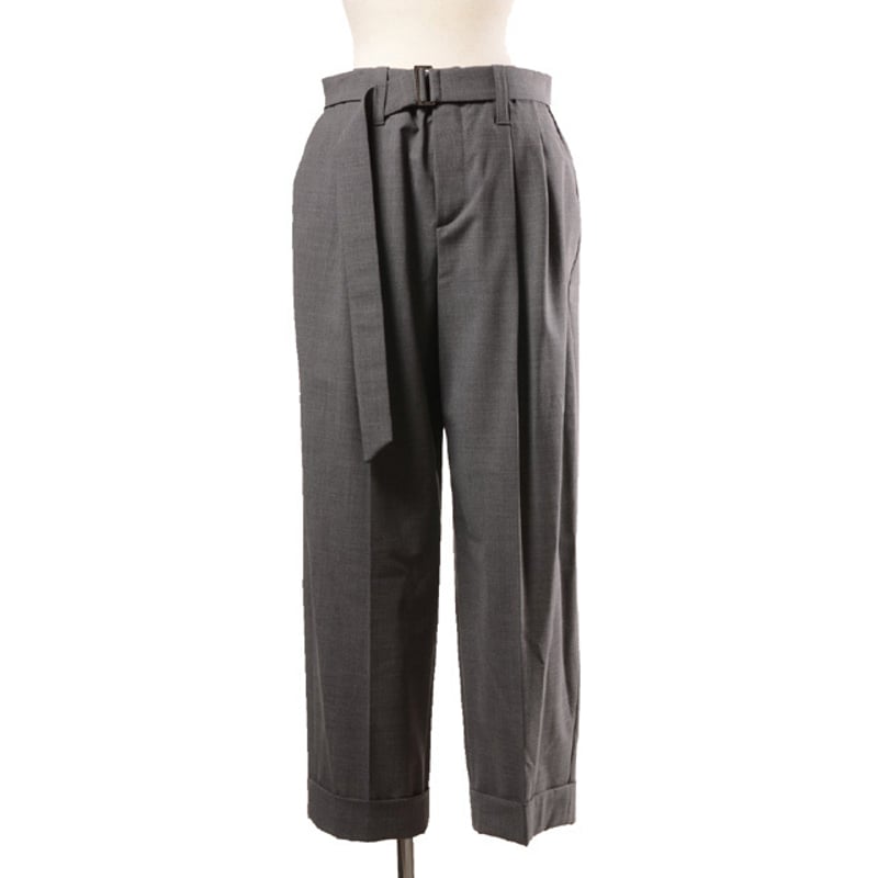 美品 ブルネロクチネリ フルレングス ボトムス ゴム 黒 L パンツ ズボン ブルネロクチネリ Brunello Cucinelli ベルト付きタックパンツ