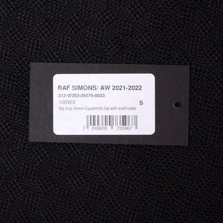 ラフシモンズ RAF SIMONS 襟付きワイドトップス 圧縮カシミア一枚仕立て フーシャ