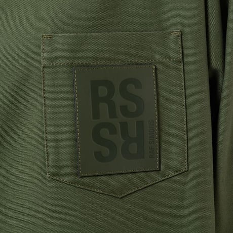 ラフシモンズ RAF SIMONS Oversized denim shirt with R pin in back コットン カーキ